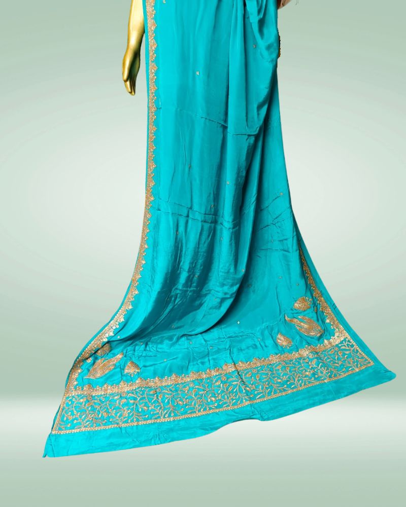 turquoise saree Beautiful Tilla Saree - Image 1